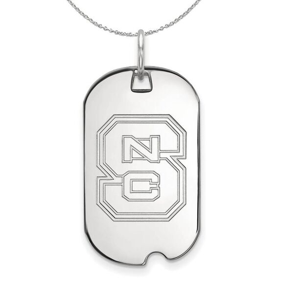 Sterling Silver North Carolina Dog Tag Necklace - 24 Inch